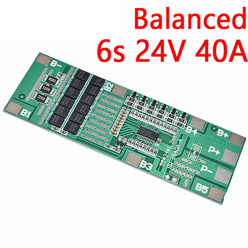 24V 6S 40A 18650 Li-Ion Litium Battery Board Board Solar Lighting BMS PCB s rovnováhou pre skúter Ebike