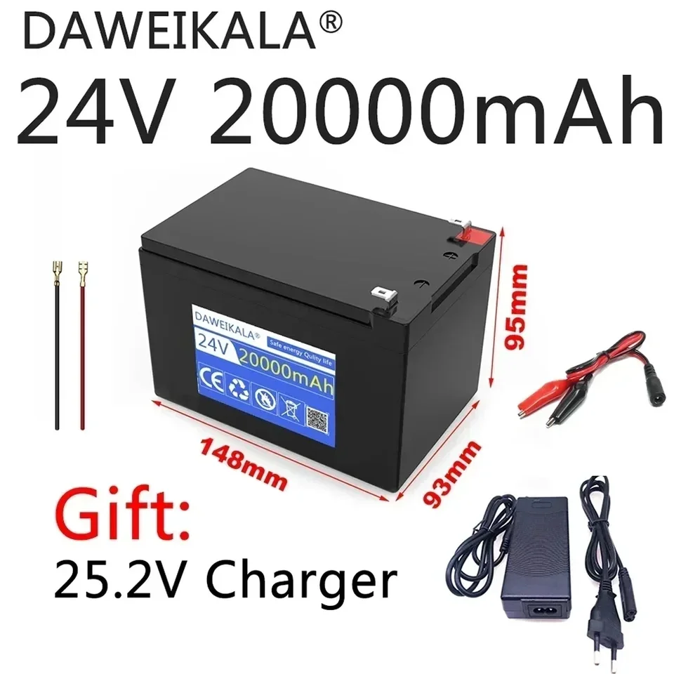 24V batéria 20AH 18650 lítium batérie Nabíjateľná batéria pre batériu elektrickej energie so solárnou energiou+25,2v2a nabíjačka