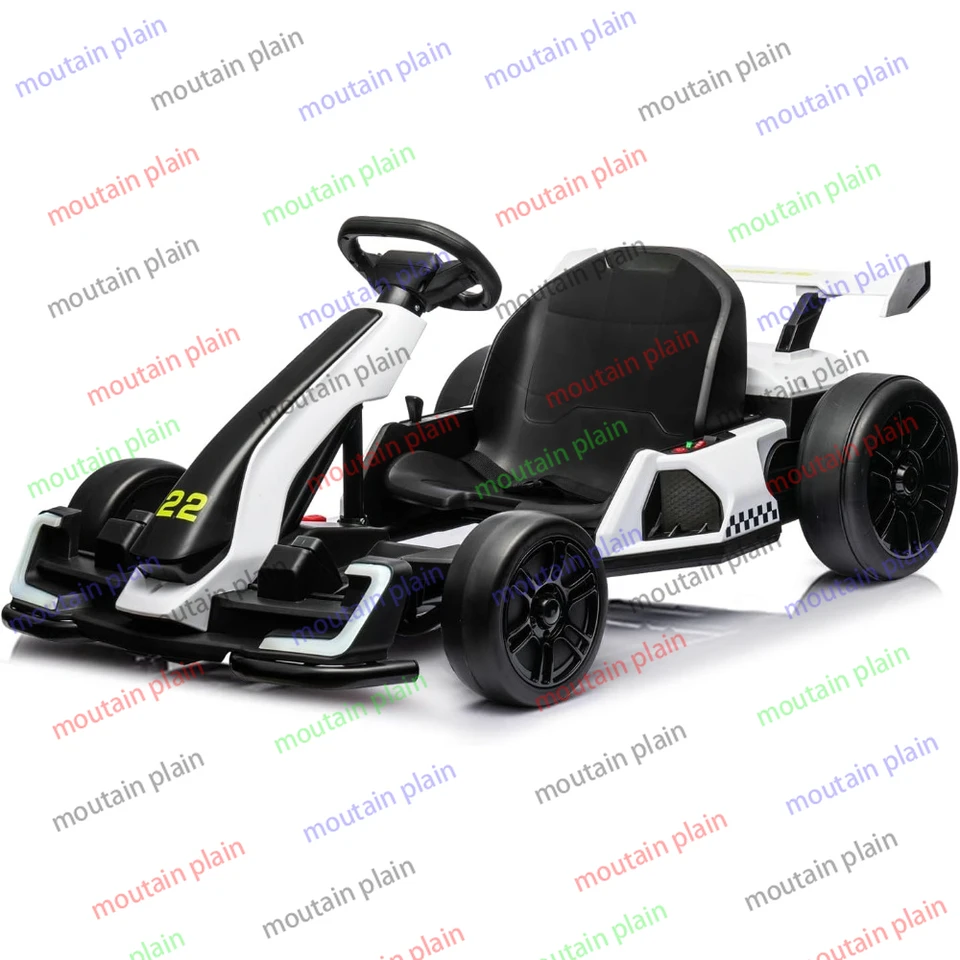 24V Electric Go Kart pre deti, driftová motokári 7,5 mph s motorom 300 W, režim driftu/športu, nastavenie dĺžky (biela)