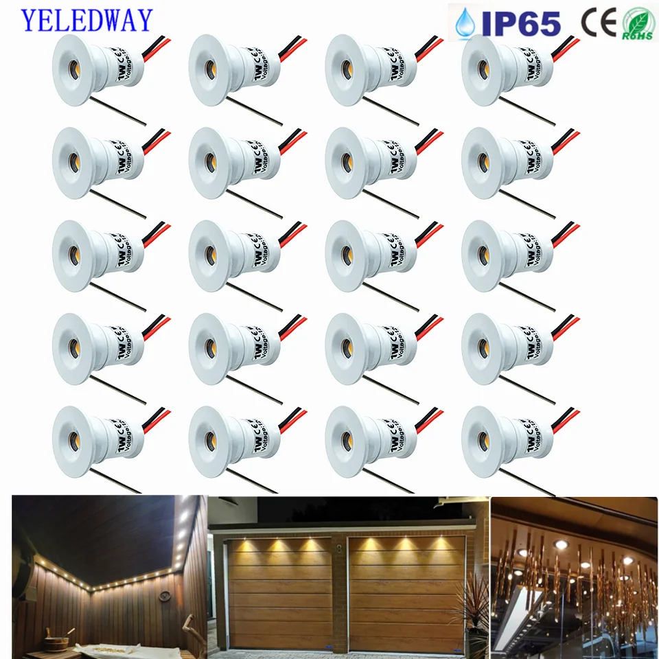 24V LED Mini Spotlight 1W 15 mm downlight 24 V stmievateľná malá IP65 LED žiarovky LED žiarovky Hotelové skrinky Hotelové osvetlenie Domov stropné miesto osvetlenie miesta