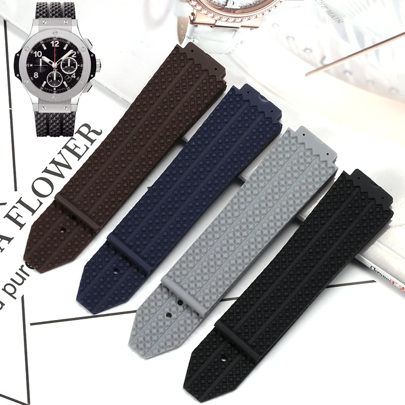 25*19 mm hodinky pre Hublot Big Bang Soft Gum Gum Strap Sports Witerprope Men Dámske náramky Náramok Náramok Náramok Náramok Náramok Zápät