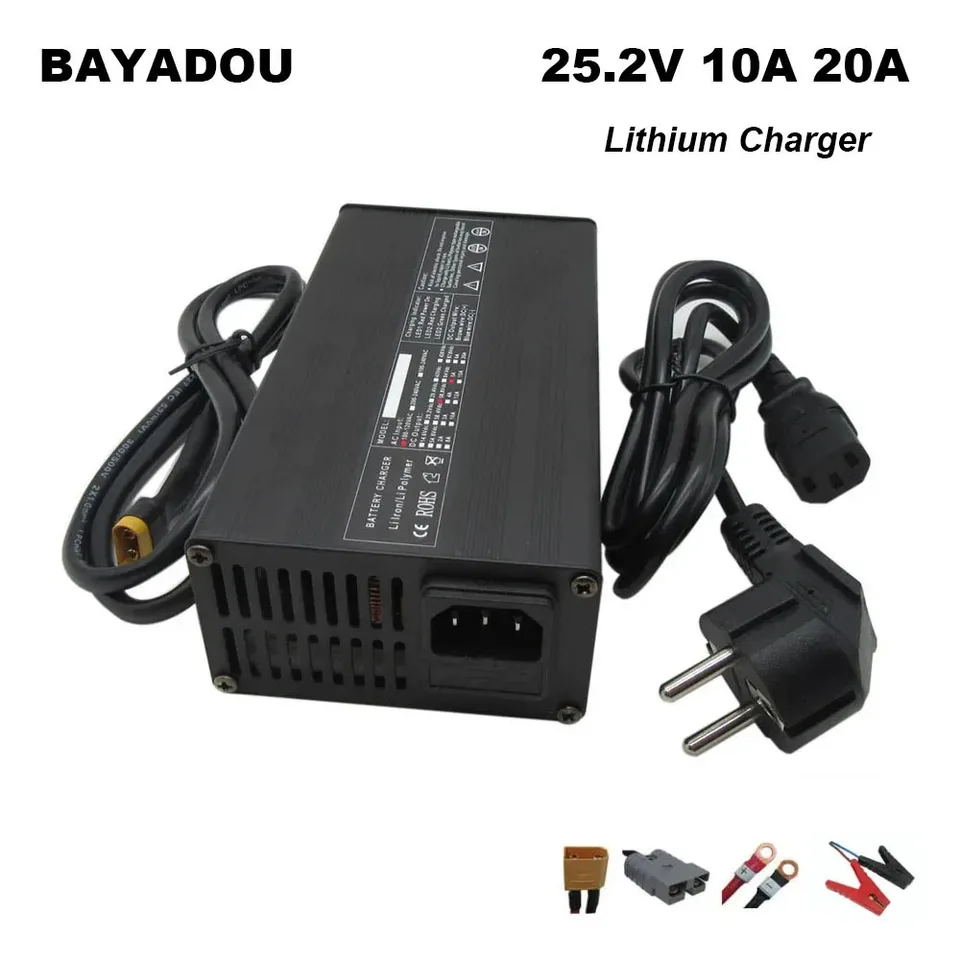 25,2V 10A 20A Littium Fast Charger 6S 21,6V 22,2V 5A 15A LI-ION 100AH ​​Energy Storage RV Nabíjačky batérií