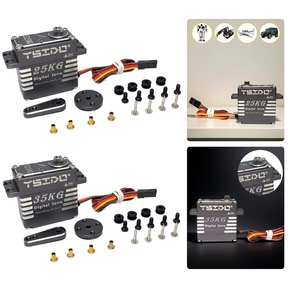 25/35 kg Metal Gear Riadenie servo s vysokým krútiacim momentom Servo Motor Plné hliníkové puzdro vysoké napätie digitálne servo fit pre 1/8 1/10 RC CAR