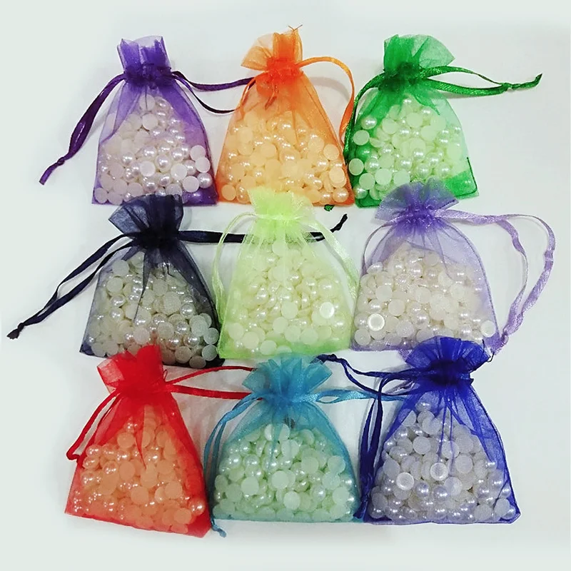 25/50ks 7x9 9x12 10x15 13x18 15x20cm Organza Darčekové tašky šperky Balenie vianočné sviatky Candy Čokoládové vrecká 5Z 5Z