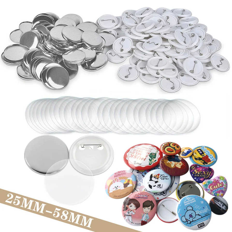 25-58 mm prázdny odznak výrobcu dielov 100/300/500ks odznaky Set Button Časti pre tlačidlo PIN