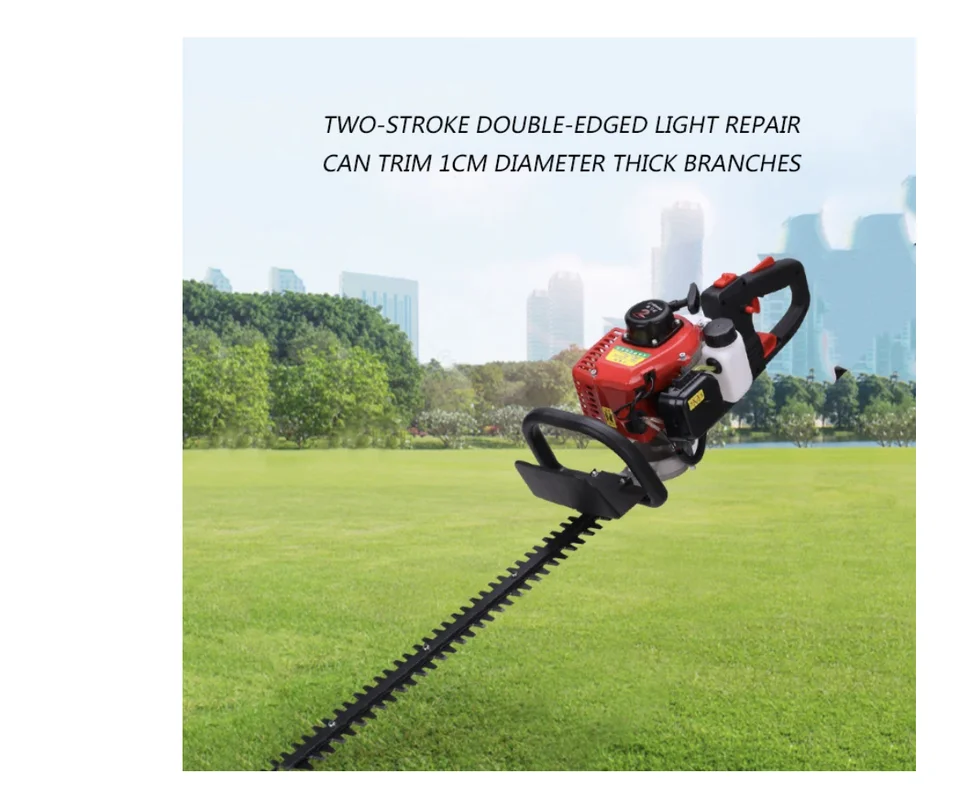 25,6 ccm dvojtaktný benzínový benzín s dvojitým čepeľom Light Hedge Trimmer Tea Tree Tree Trimmer Záhrada Záhrada Hustý vetvový výživník Elektrický nástroj