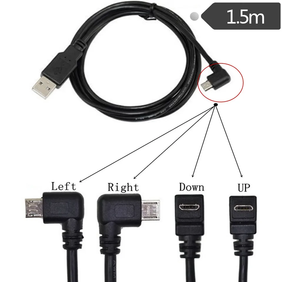 25 cm 0,5 m 1 m 1,5 m USB 2.0 Muž do Micro UAB 5pin vľavo a doprava a hore a dole a nabíjací kábel nabíjacie kábel