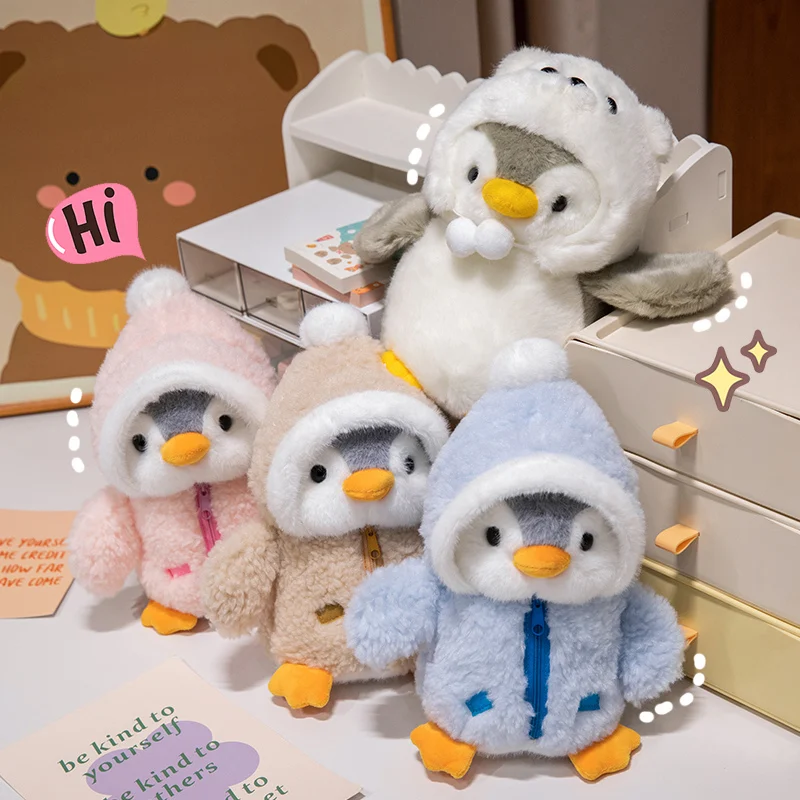 25 cm kawaii kostým Penguin plyšová hračka farebné teplé oblečenie Deti vianočné a novoročné dovolenkové darčeky roztomilé mäkké karikatúry bábika