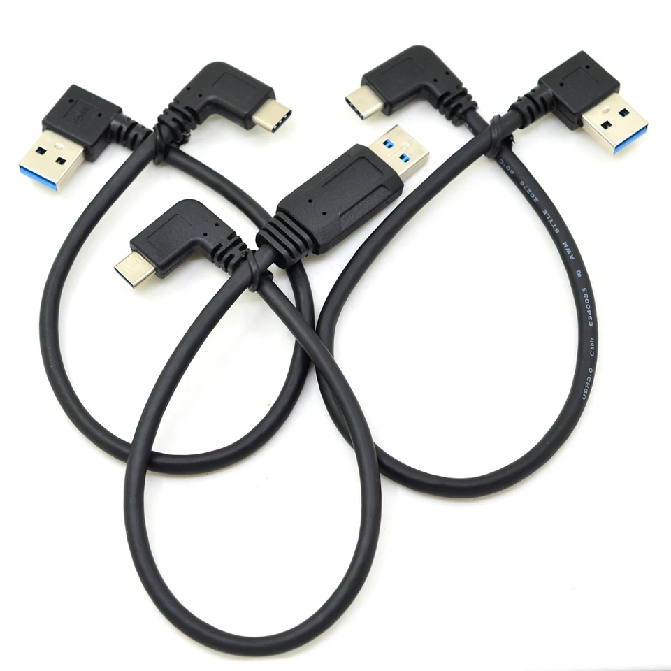 25 cm rovný / ľavý / pravý uhol USB 3.0 Muž na USB 3.1 Synchronizácia dát lakťového lakťa a kábla nabíjacieho kábla USB-C Prevodník prevodníka 0,25 m