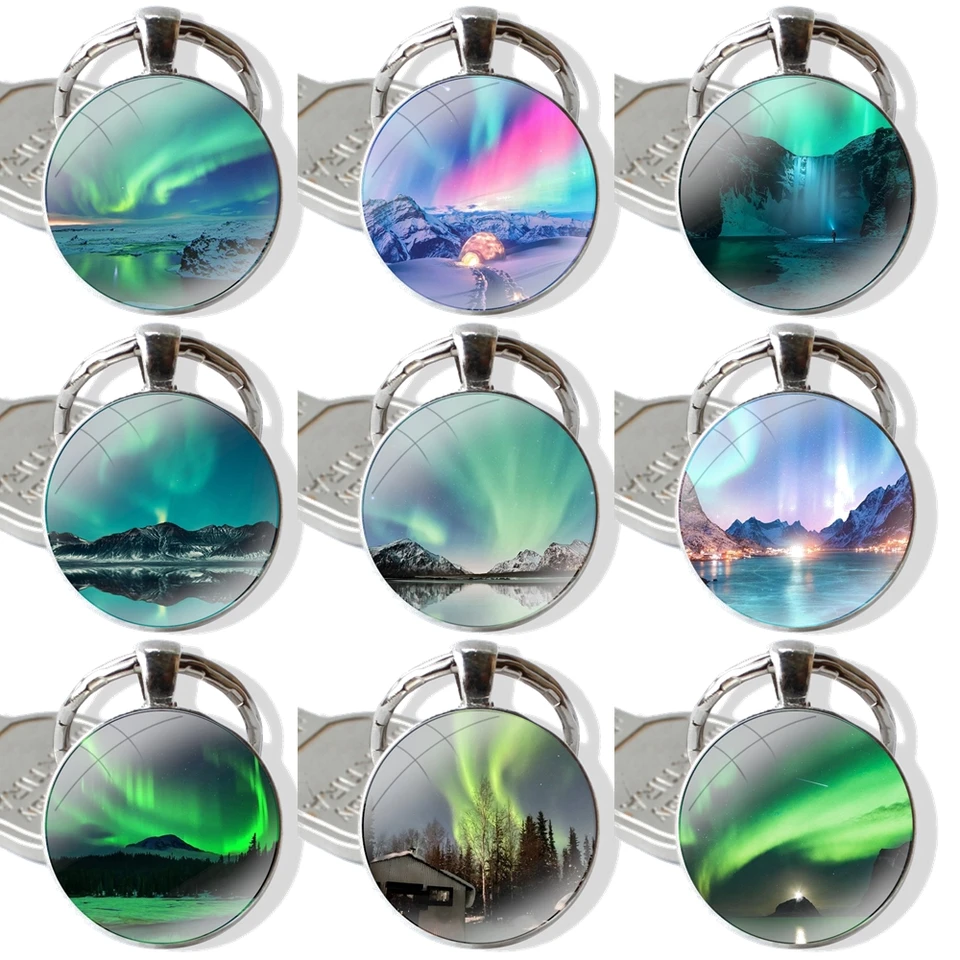 25 mm sklenené kľúče kľúča kľúča Key key pre ženy pre mužov darček pre šperky Green Island Northern Lights Krajina