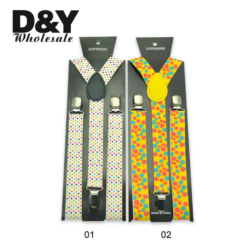 25 mm široký podväzok farebná bodka Dúha dot čierna žltá farby podväzky Muži páni ženy unisex Y-Back Classic Traces