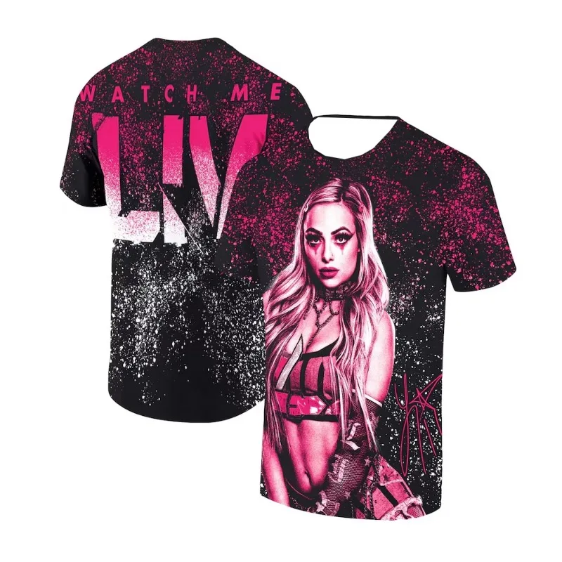 25 pánskych Liv Morgan Ripple Junction Sledujte ma Liv 3D Tričko WWE Sportwear Youth Deti Wrestling Fanúšikov