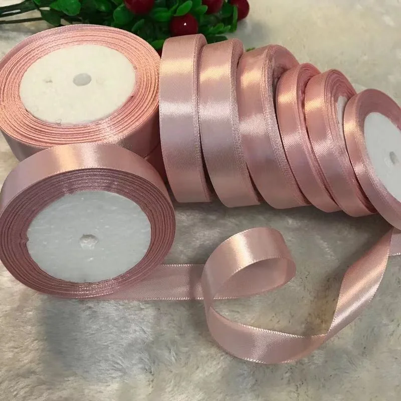 (25 yardov/rolka) Mäso ružová s jednou tvárou saténovou stuhou Veľkoobchod darčekových obalov vianočné stuhy 6 mm 10 mm 12 mm 15 mm 20 mm 25 mm 40 mm 50 mm