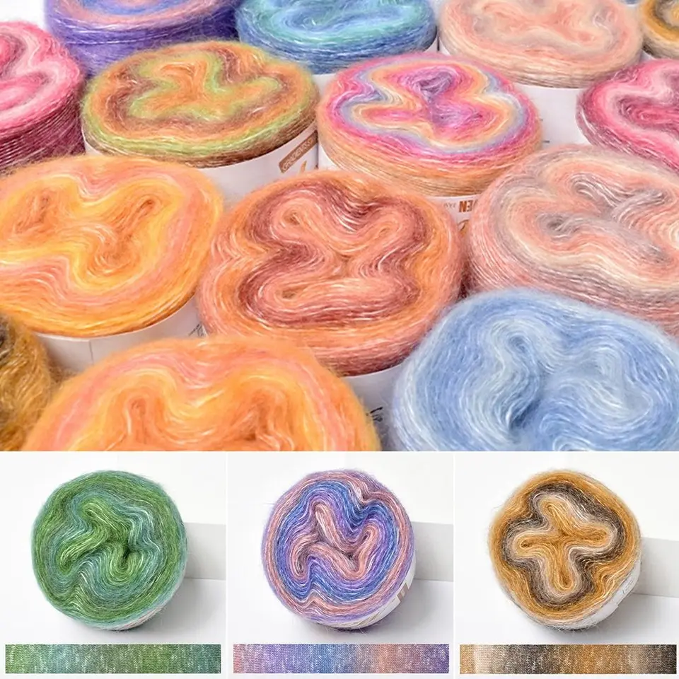 250 m dúhový gradient farebná koláč priadze Organická bavlnená zmes priadza DIY Spring/letná háčkovanie sukne čipka ručne tkanej mäkkej priadze