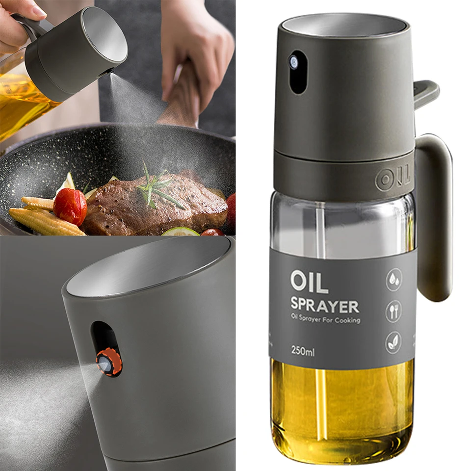 250 ml kuchynské olejové fľaše na varenie olejového oleja Sprejový sklenený varenie Olej Dávkovanie Olive Oil Sprayer Pán pre vzduchové fritéza grilovanie pečenia