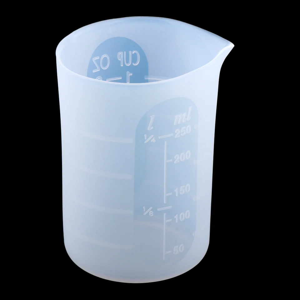 250 ml číry silikón opakovane použiteľné miešanie meracieho šálky kvapalina epoxidová živica