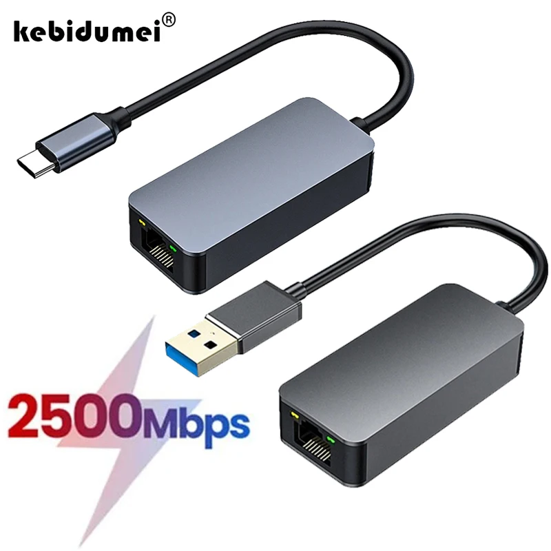 2500 Mbps Ethernet Gigabit Adapter USB 3.0 Type-C až RJ45 2,5G Sieťová karta Prevodník LAN HUB pre Windows 8.1/10/11 pre prenosný počítač PC