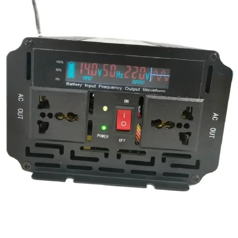 2500 W DC 24V až AC 220V 50 Hz modifikovaný menič vlny+nabíjačka batérií EU a UPS, tichá a rýchle nabíjanie