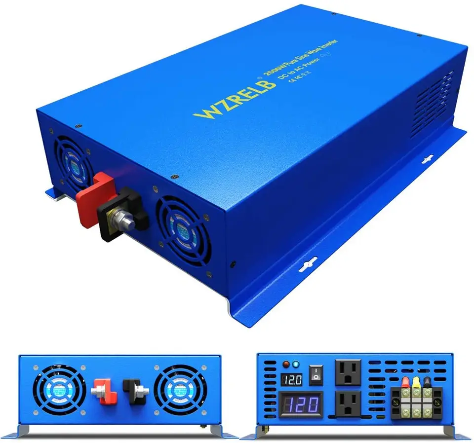 2500 W čistý invertor napájača sínusovej vlny 12V až 220 V Solárny menič napájací prevodník 24V/36V/48 V DC na 100 V/120 V/230V/240V AC