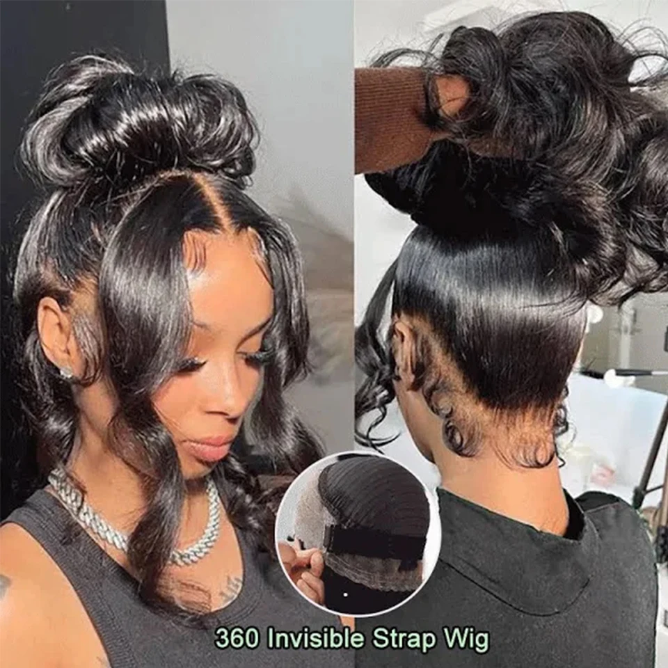 250D invisi popruh 360 čipky predné parochne Parochne Parochne Parochne Ruka tela Wave 360 ​​Plné čipky Parochňa ľudské vlasy Gluless Parochne ľudské vlasy
