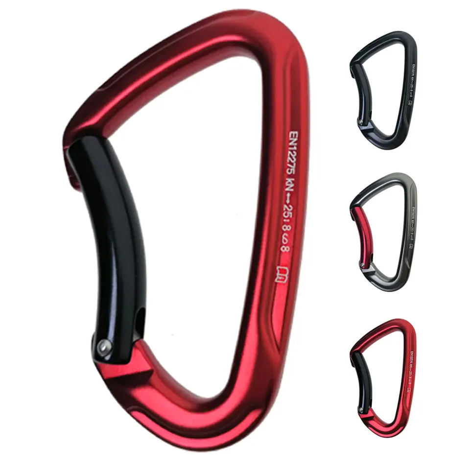 25kn horolezectvo ohnuté QuickDraw Carabiner Carabiner Hliníková zliatina zámku vonkajšie stromové lezenie jaskyne