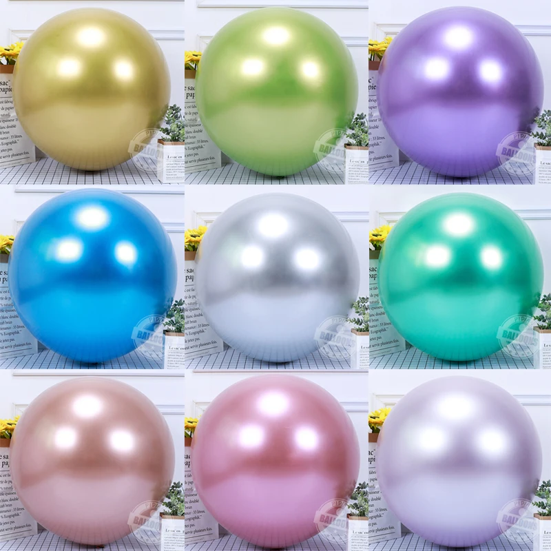 25ks 5/10/12inch Metallic Balloons Narodeninová oslava dekorácie svadobné pozadie Gold Silver Blue Pink Chrome Balón
