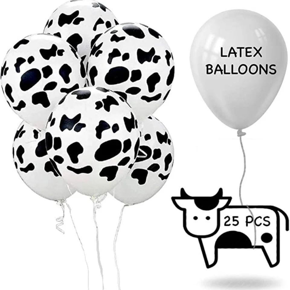 25ks/balenie čierna a biela kravská škvrna latex Balón Western Cowboy téma Detská narodeninová oslava Dekorácia