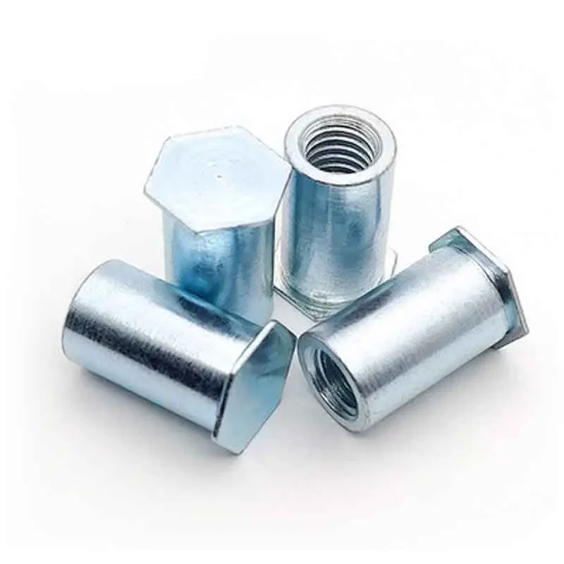 25ks M3 Press Nit Nits Nuts slepá dierka Nedávka rukávový hexagonálny muff cvok Uhlíková oceľ Pledetá modrá biela zinok 4,2 mm OD