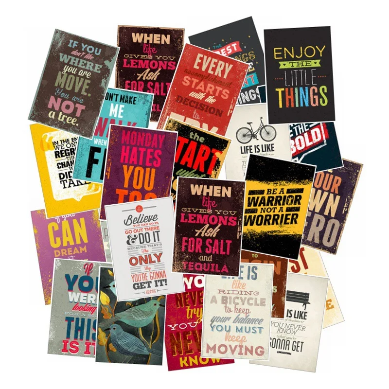 25ks motivačná typografia Život Citáty Denník Nálepky Plánovač memorandov Scrapbooking Sticker Stationery Stacery Detské hračky