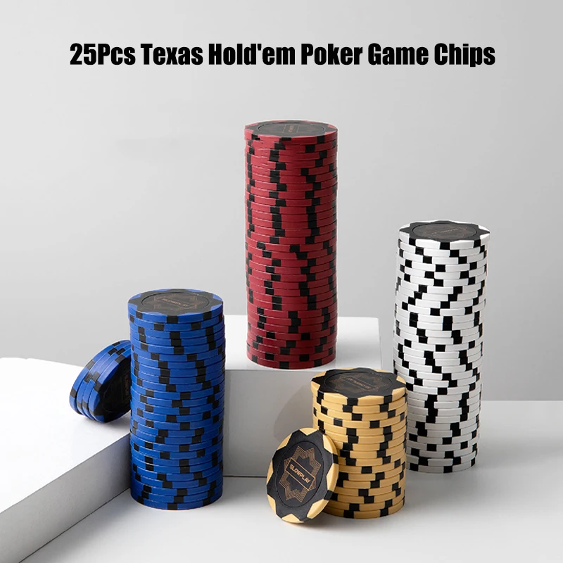 25ks Texas Hernem Game Chips Set Clay Poker Chips Multi-deenominácia Špecializované kasínové hazardné hry Tokens Zábava