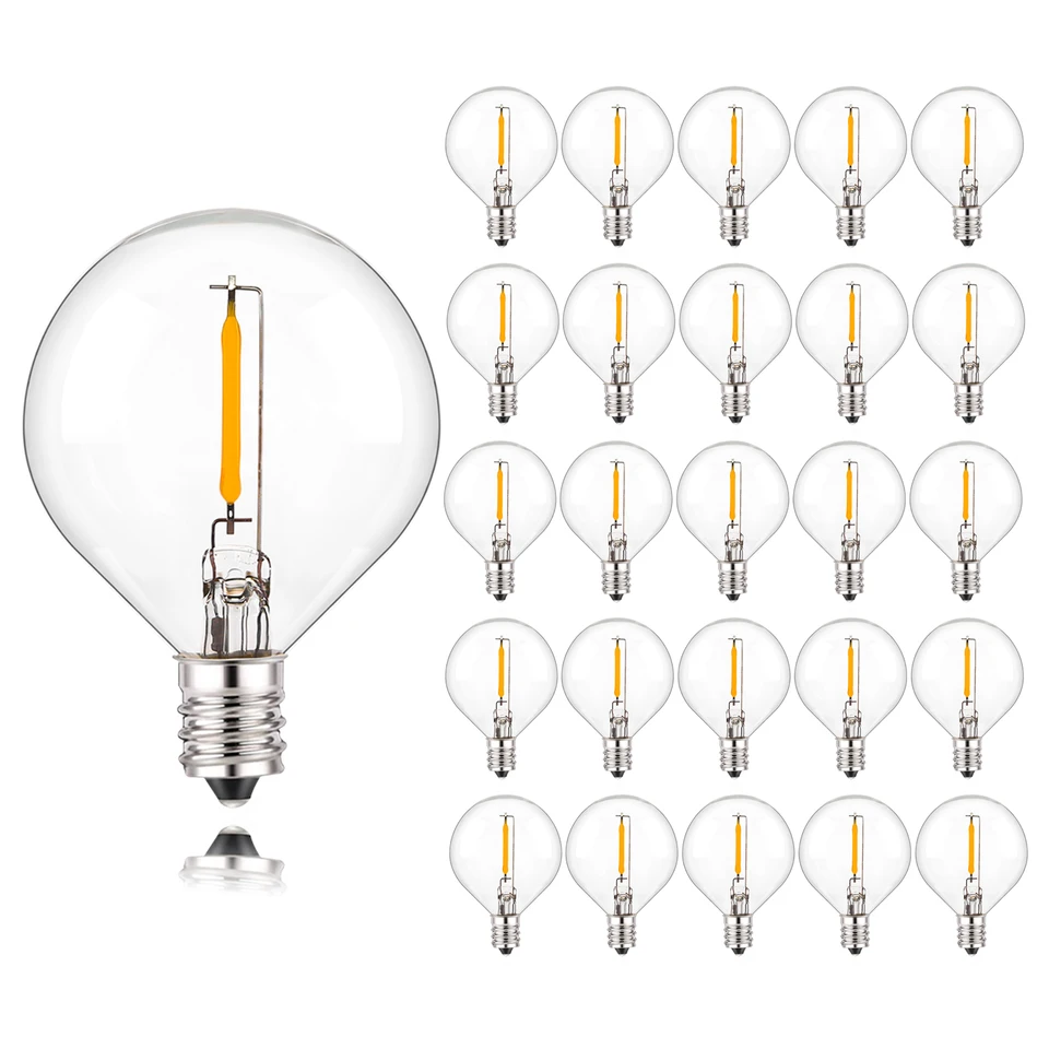 25ks Vintage G40 LED žiarovky 1W E12 220V Warm White 2200k číre sklo Rovnako 7W žiarovky Svetlo Svetlo náhradná žiarovka