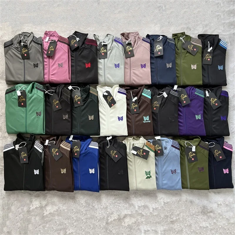 25SS Motýfly výšivka Awge Stripes bunda bunda Muži Dámska najlepšia kvalita neformálne modré bundy zips biele bunda so značkou
