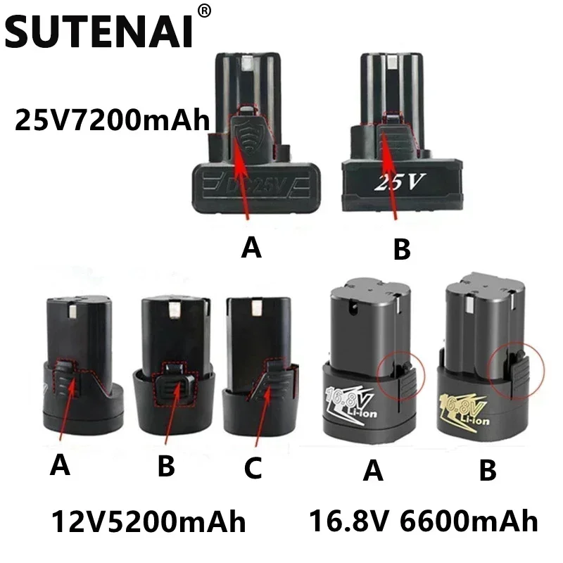 25V 21V 16,8V 12V 18650 Litium li-iónová batéria pre bezdrôtový skrutkovač elektrický vŕtací vŕtač