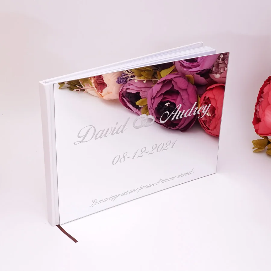25x18cm Personalizované rytované akrylové zrkadlo Svadobné vlastné akrylové zrkadlo White Blank Party laskavosti Photo album