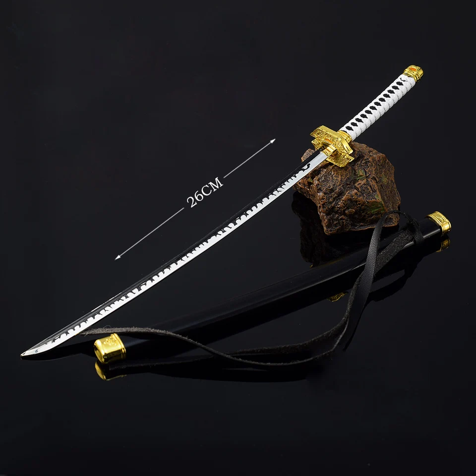 26 cm Vergil Yamato Sword Keychain úsudok Cut Iaido DMC Anime Anime Periférna celá kovová zliatina Katana Samurai Sword Keychains