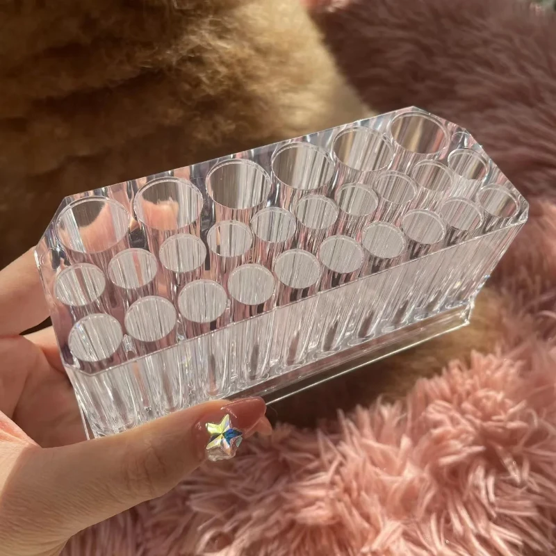 26 jamiek na nechty Art Brush Organizátor stolných počítačov držiak kozmetika Cosmetics Storage Rack akrylový make -up kefový držiak ukazujúci poličku