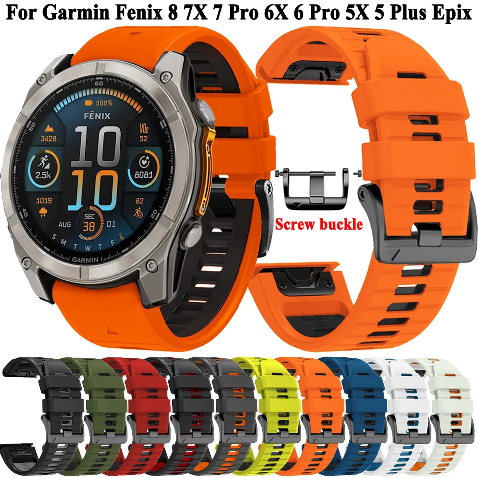 26 mm 22mm QuickFit Watchband Plip pre Garmin Fenix ​​8 Quatix 7 7x 47 51 mm 6 6x 5x plus epix pro 2 enduro 3 silikónový remienok na zápästie