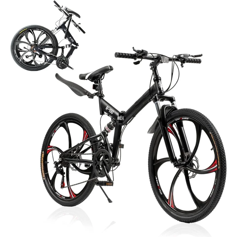 26 -palcový horský bicykel s vysokou uhlíkovou oceľou, 21 -rýchlostný dvojitý odpružený bicykel, skladací bicykel pre dospelých pre mužov a ženy
