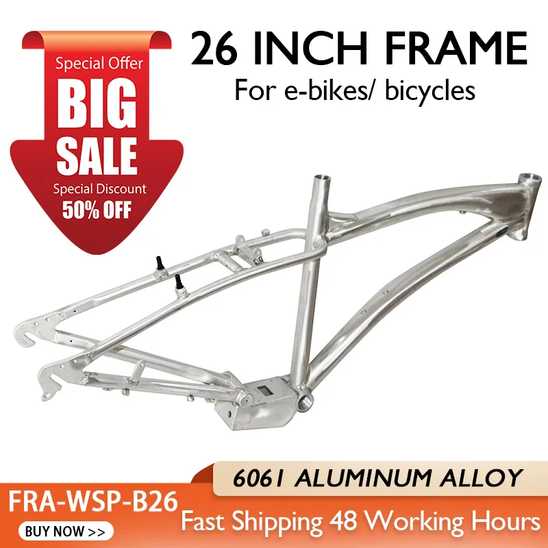 26 -palcový rámec horských bicyklov Ebike Ráme zliatiny hliníka Cyklovanie bicyklov v brzde 26 