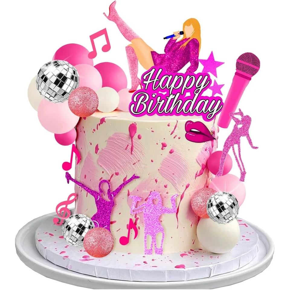 26 počítačov Hudobné koláče Pink Girl Birthday Cake Topper a Disco Cake Topper pre hudobné narodeninové oslavy dekorácie Dodávky