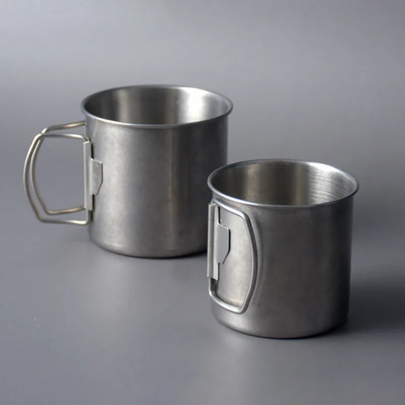 260/350 ml z nehrdzavejúcej ocele Skladacia rukoväť Pohár prenosných pohárov Carabiner Cup Outdoor Camping Cups pre domáce vonkajšie kempingové doplnky
