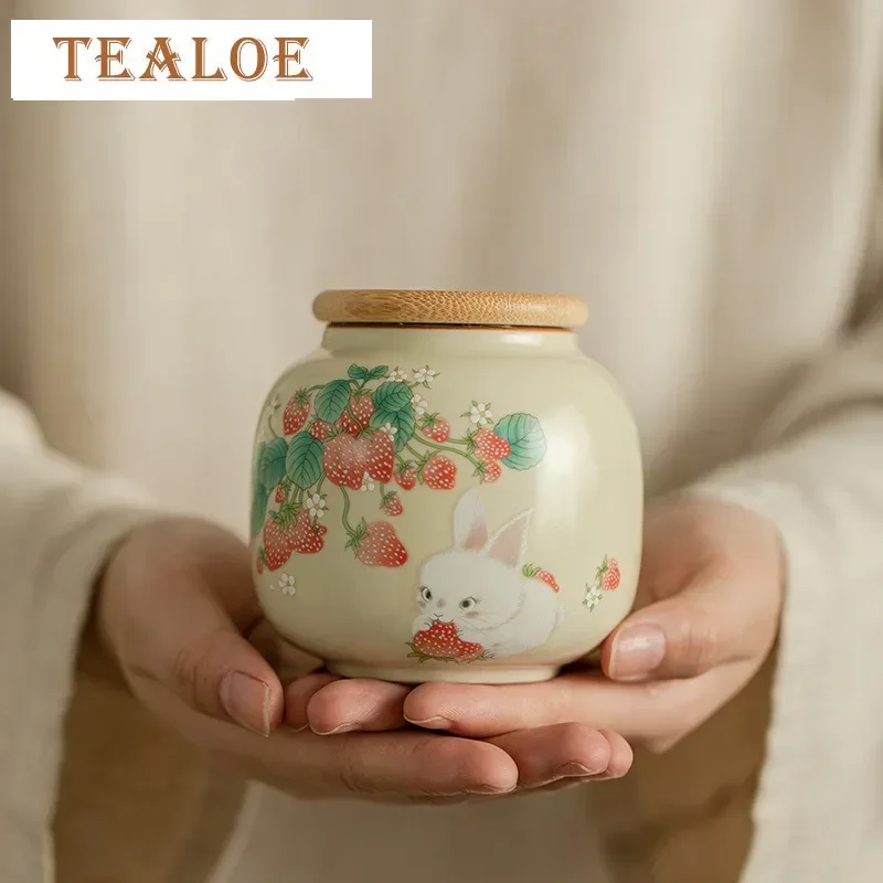 260 ml ru pec keramický čaj Kreatívny roztomilý čaj Strawberry Rabbit Tea môže starožitný vlhkosť ukladací tanec