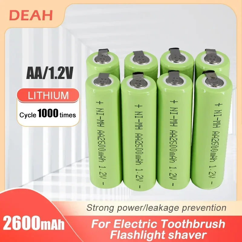 2600MAH 1,2V NI-MH AA Nabíjateľná batéria s zváracími kartami pre Philips Electric Holiaci holiaci strojček zubná kefka 2A AA NIMH batéria