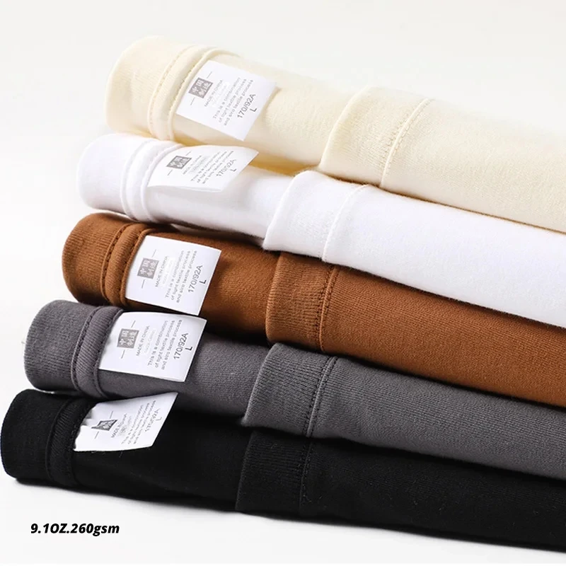 260GSM 9,17oz nadrozmerné letné tričká pre ženy Men Men hnedé príležitostné ženské Kórejské ulice Streetwear Tees Unisex Basic Solid Young Cool t