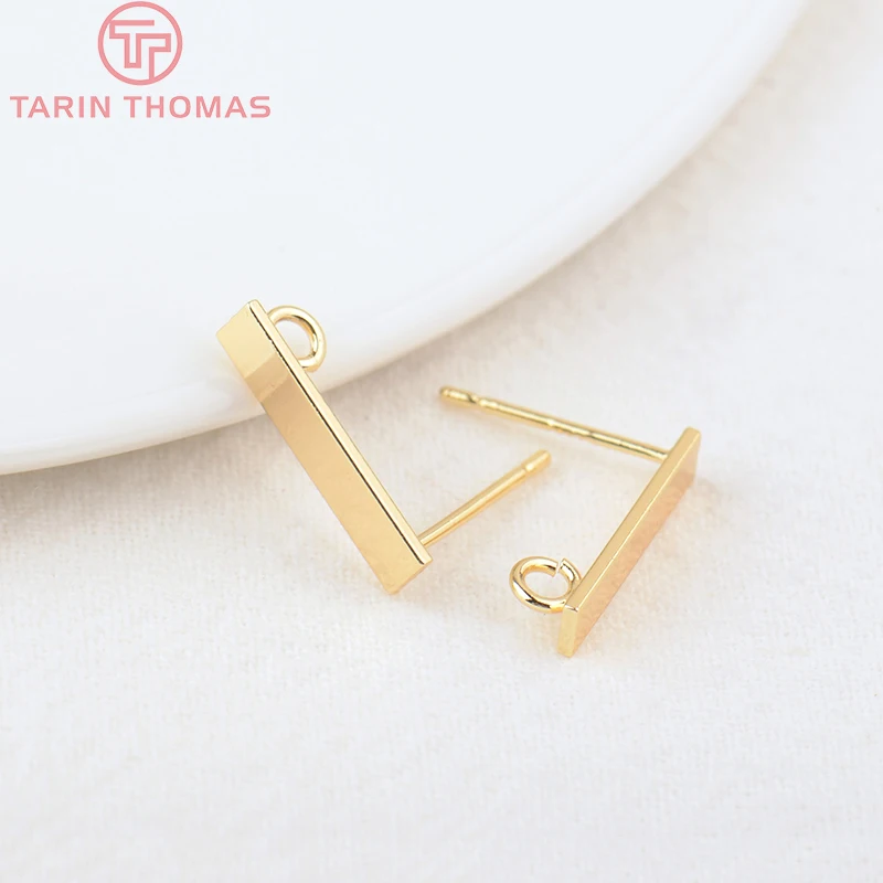 (2691) 10ks 15x3mm otvor 2 mm 24 K Zlatá farba mosadzný obdĺžnikový náušnice Vysoko kvalitné DIY šperky nálezy doplnky