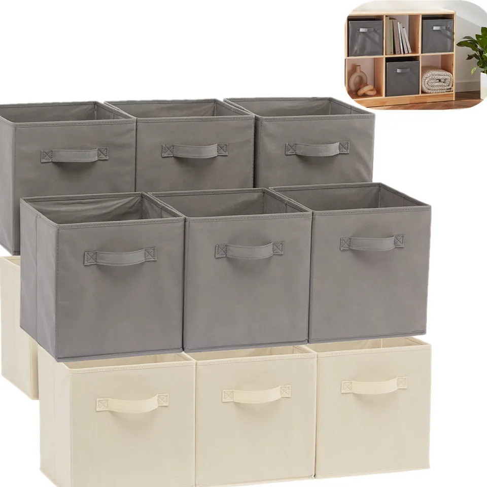 26x26cm Colpsabsible Tkanina Storage Cubes Čistá farba netkaných štvorcových organizátorov s rukoväťami pre odevné hračky zásuvka Sundries Sundries