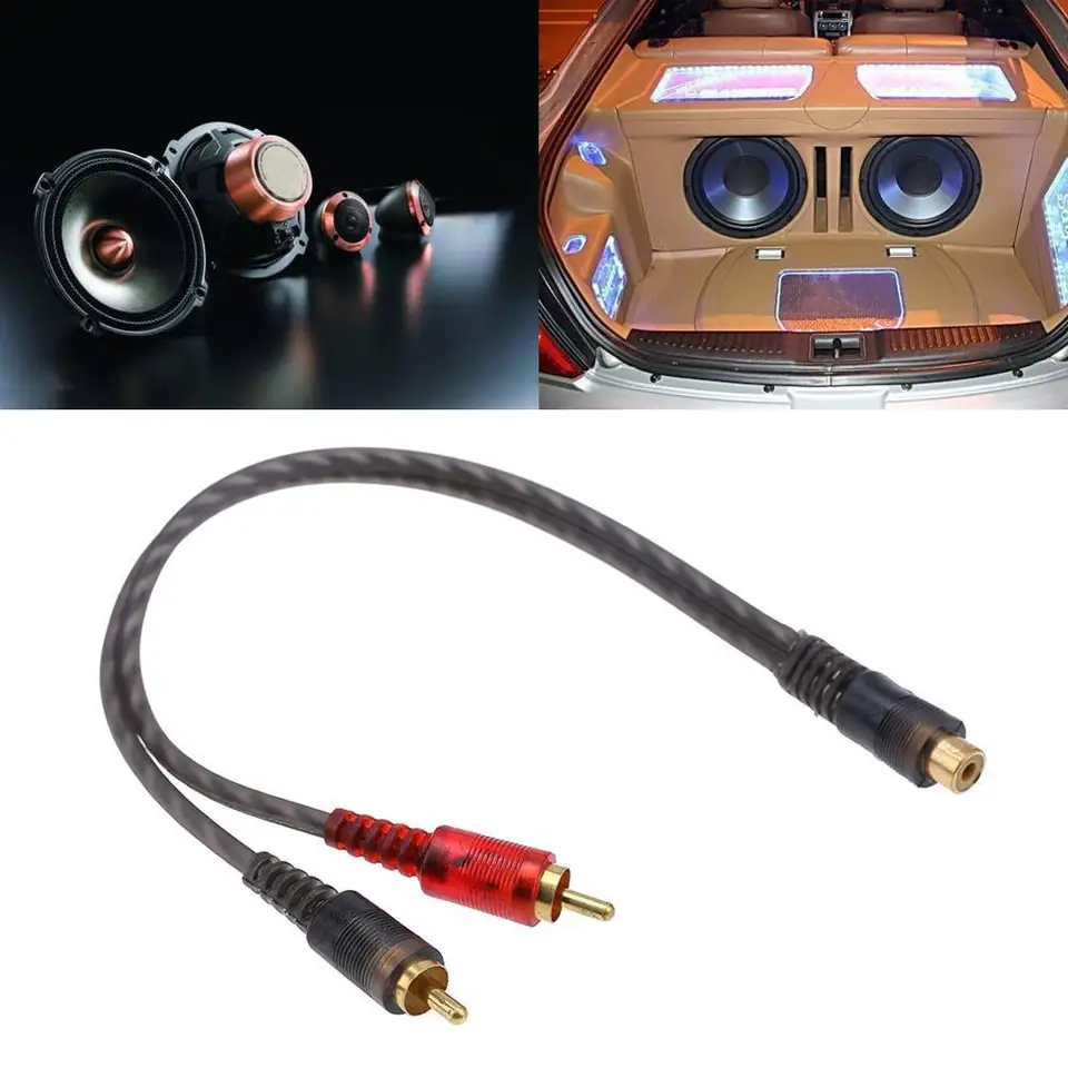 27 cm 1 RCA Žena až 2 RCA Mužský kábel RCA Hub Y Typ Splitter Pure Copper kábelový drôt pre zvukový systém subwoofer prehrávač