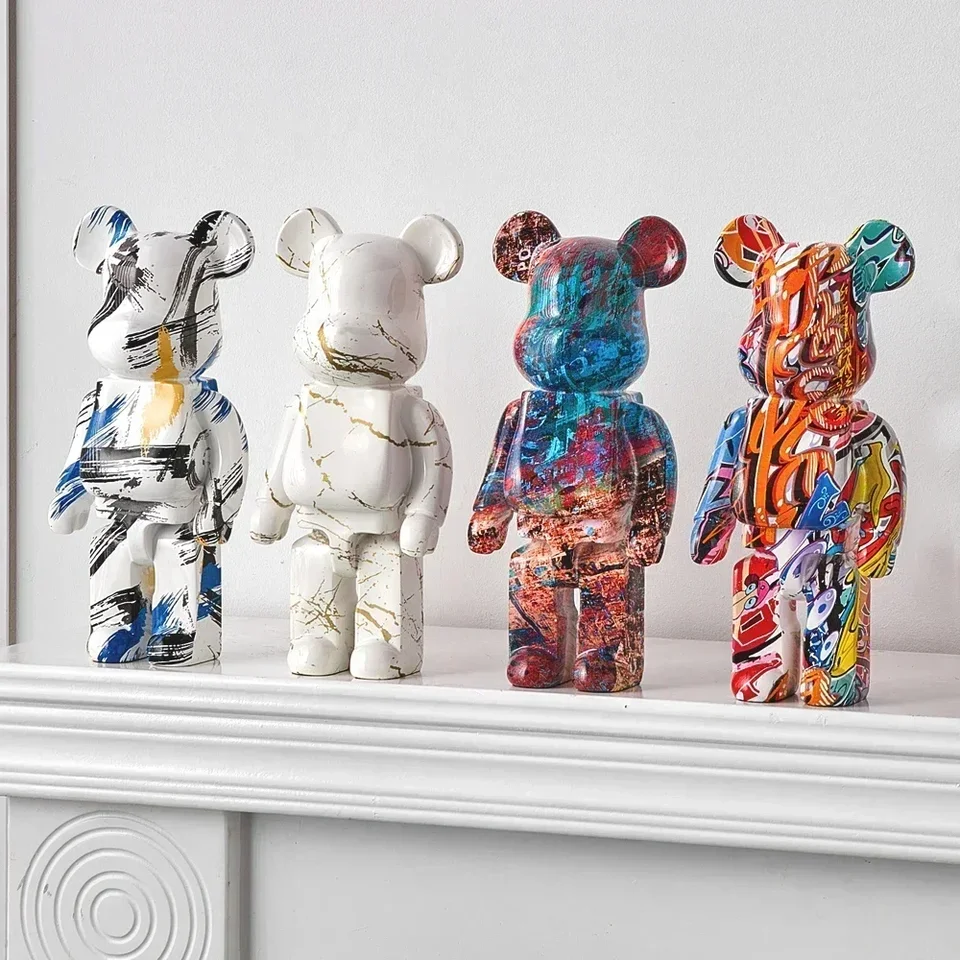 27 cm graffiti medveď socha na farbenie Block Block Decor Decor Resin Desktop Ozdoby medveďa podlahovej sochárstva obývacia izba Domáce dekorácie darčeky
