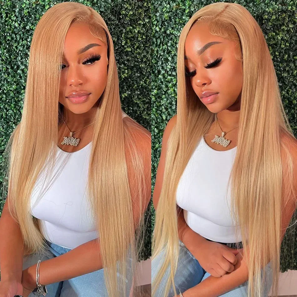 27# Honey Blonde Lace Lace Front Human Hair Parochne 180% 13x4 HD Priehľadná čipka predné ľudské vlasové parochne pre ženy pre ženy vopred vytrhnuté