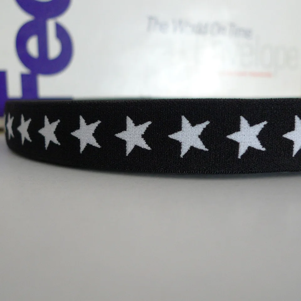 27 yardov 3/4 '' 20 mm #8 čierna farebná hviezda Print Jacquard Underwear Elastic Tape
